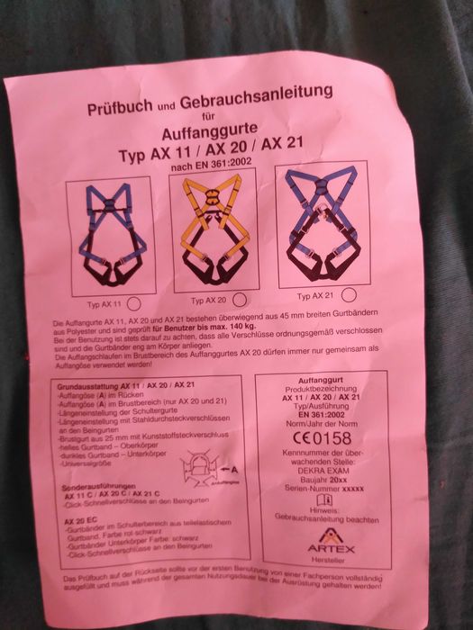 Echipament lucru la inaltime/ alpinism utilitar marca Artex, nefolosit