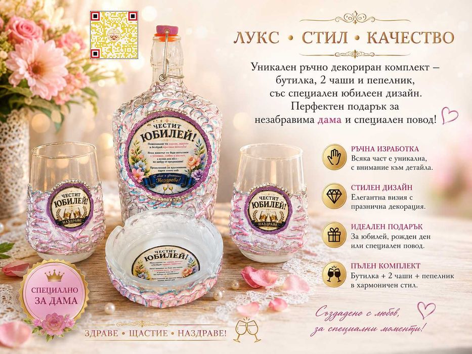 Луксозен подаръчен комплект „Честит Юбилей“ – Специално за дама