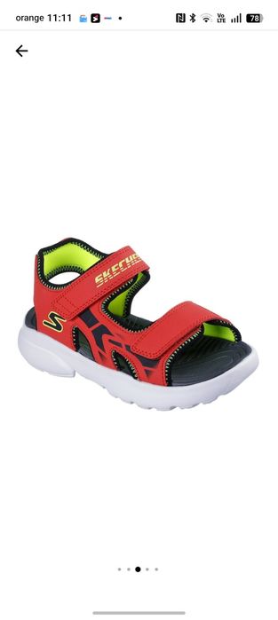 Skechers, Sandale cu inchidere velcro si detalii logo, Rosu, Bleumarin, 37 EU