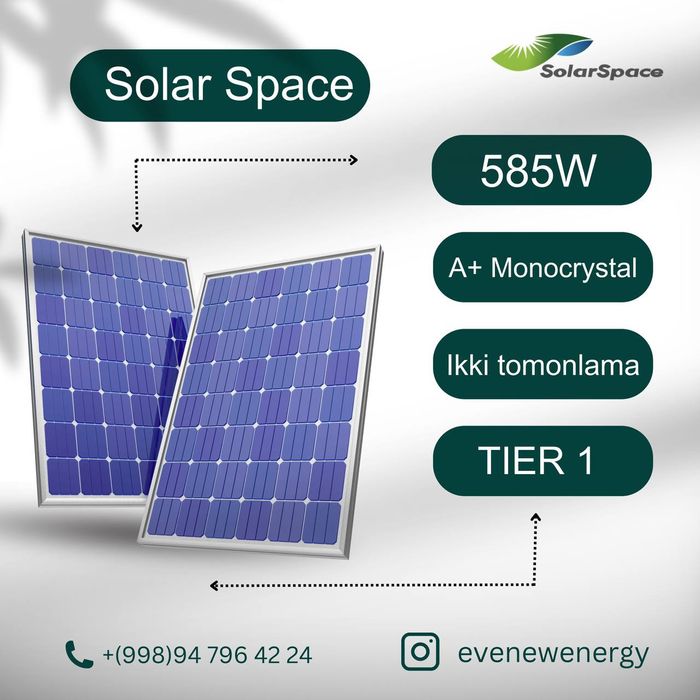 Quyosh Panellari va Invertorlari | Optom narxda | 0.12 sent (1 Watt)