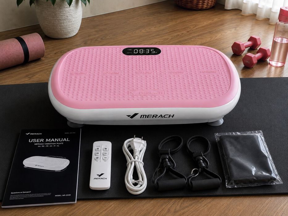 Placă Vibrații Platformă Vibratoare Merach MR 2440P1 Pink Fitness Vibromasaj 200W