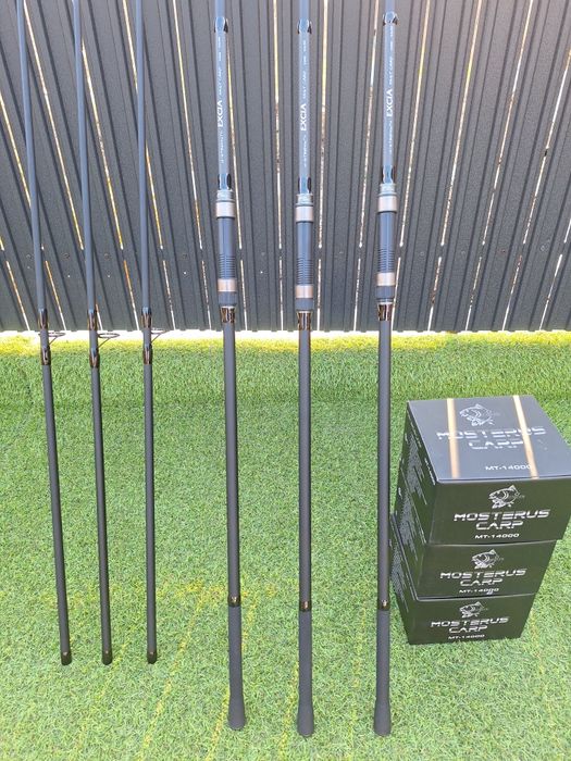 Set 4 Lansete FL EXCIA 3.90m 3.5lbs 2seg + 2 mulinete MT 14000 8+1 rul