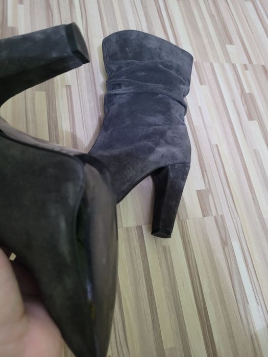 Cizme piele naturală întoarsă, gri nr 37