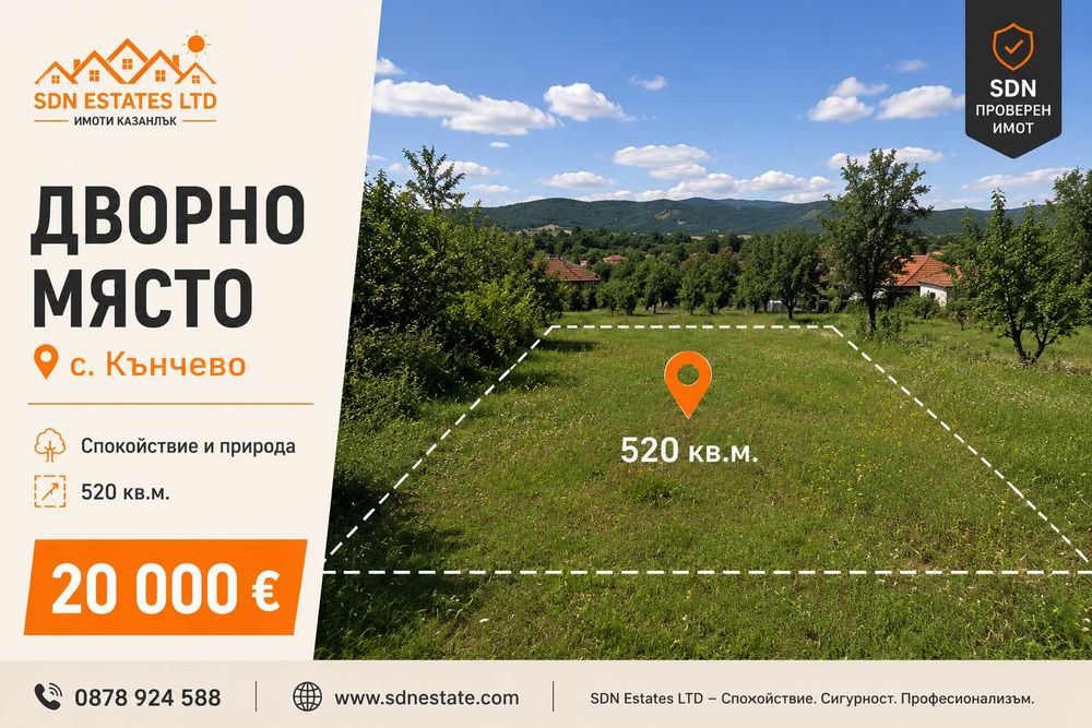 Дворно място в с. Кънчево, 520 кв.м., 20 000 €