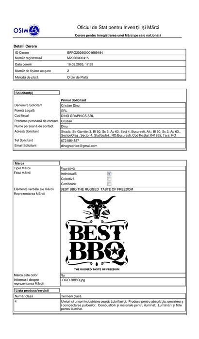 Marcă înregistrată pentru cărbune pentru grătar:  “BEST BBQ”