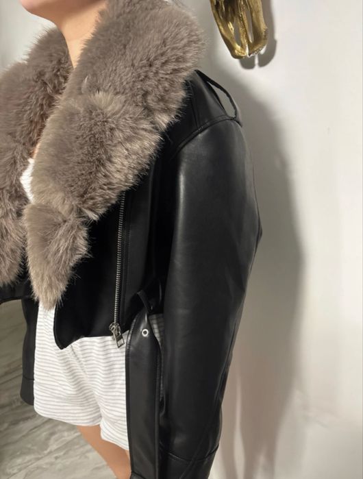 Geaca imitatie piele artificiala premium blana artificala