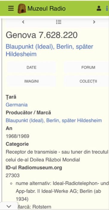 Radio de colecție Blaupunkt (1968-1969)