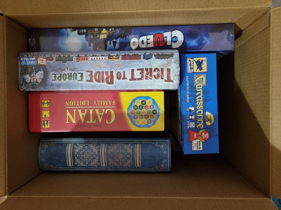 Catan/Ticket to Ride Europe/Cluedo/Каркасон - бордови игри