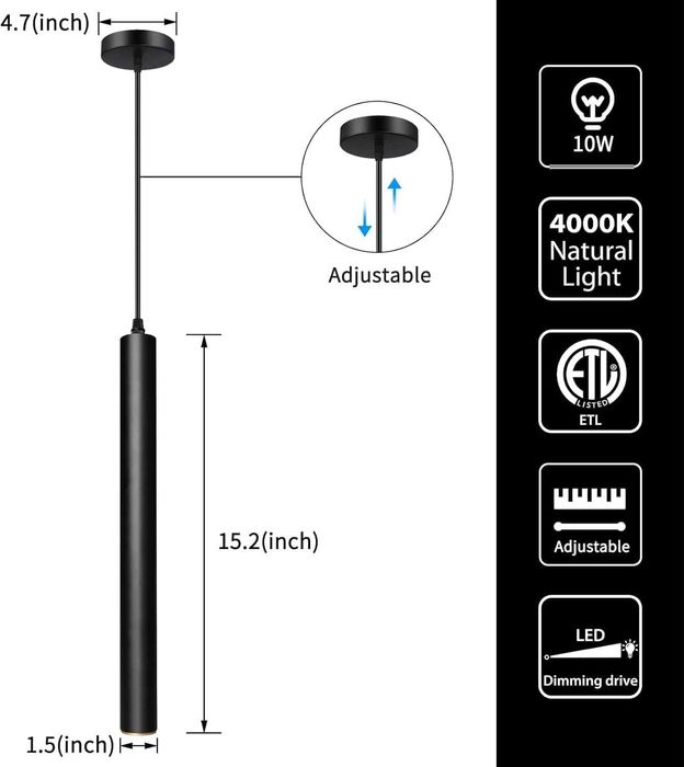 OKELI Черна модерна висяща лампа, LED 38,5 см, 4000К, 10 W