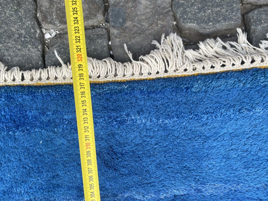 Винтидж индийски вълнен килим India 1980 геометричен ръчна изработка