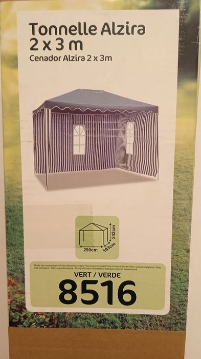 Pavilion, terasa/foisor 2x3 m, verde, cu ferestre