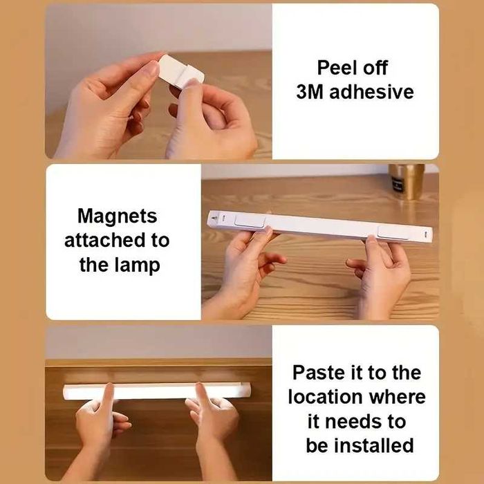 Залепваща се LED лампа с USB зареждане и сензор за движение, магнитна