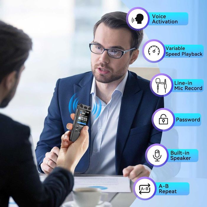 96GB гласов рекордер с възпроизвеждане - 110 часа ултра дълъг запис