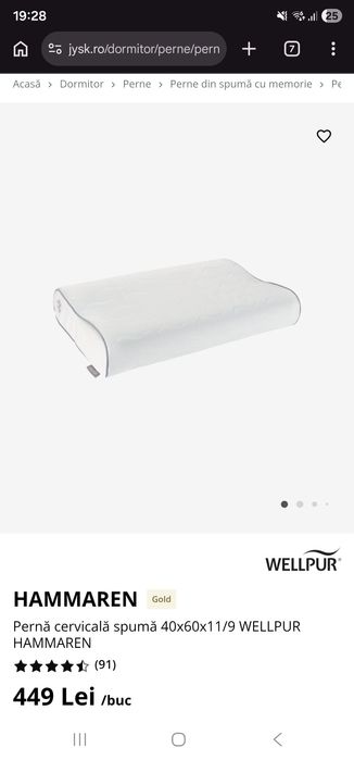 Pernă cervicală cu memorie