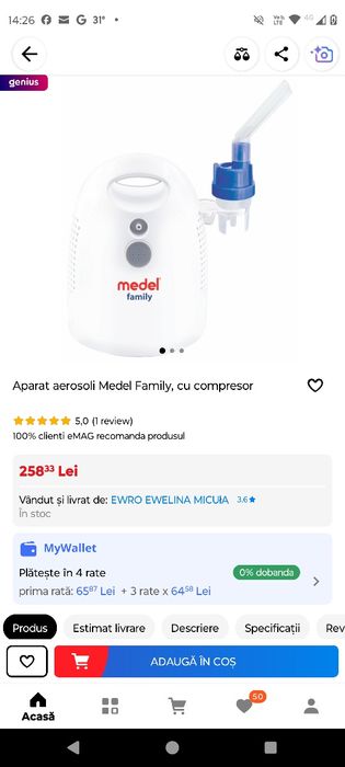 Vând aparat de aerosoli nou