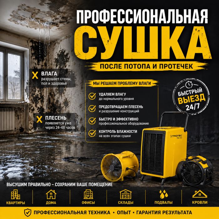 Быстрая сушка после потопа, Высушим помещение до нормы влажности