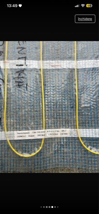 Covor de incalzire 150w încalzire electrică prin pardoseala Lungime 3,9 Lățime 50cm cablu de alimentare de 3m