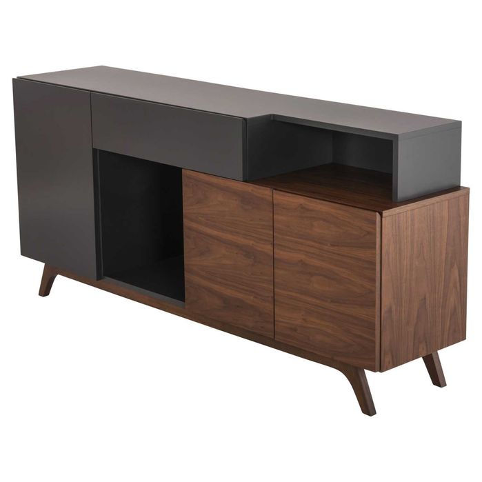 TV шкаф HM9747 , MDF и естествен фурнир, 167x28-40x80Hcm.