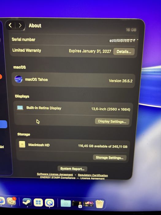 Macbook Air m4 16 Gb ОЗУ
