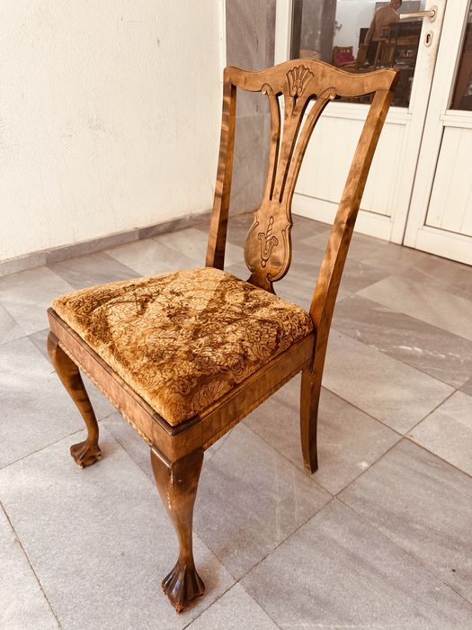 Антикварен стол Chippendale Revival – орех, около 1920–1940 г.