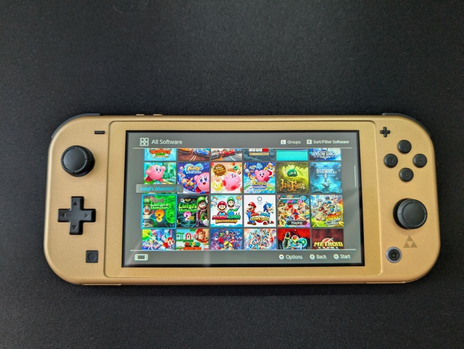 Nintendo Switch Lite Zelda Edition 10/10 MODAT + microSD 512GB + Husa