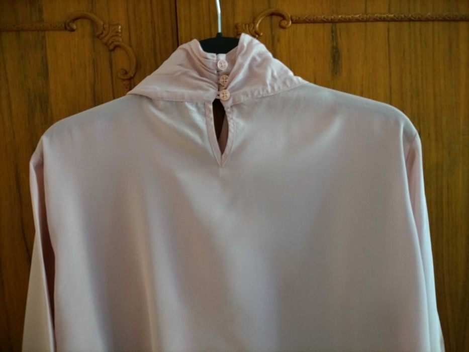 Bluza Alba Moda din matase 100%, roz pudrat, noua, mar L-44