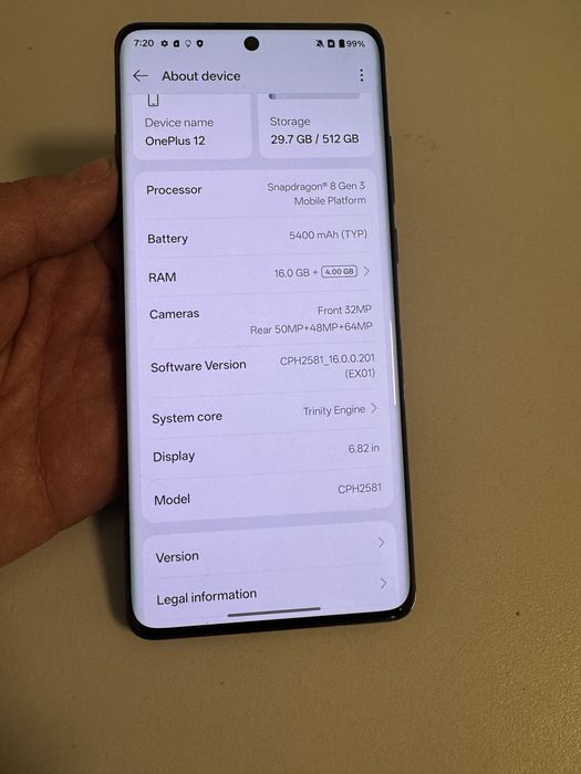 Telefon OnePlus 12- Ecran 6.82 inch Amoled 16Gb ram 512Gb gaming foto