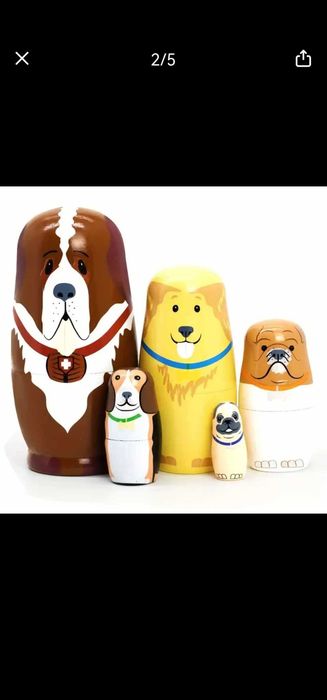 Монтесори Дървена матрьошка с фигурки на животни 5 модела