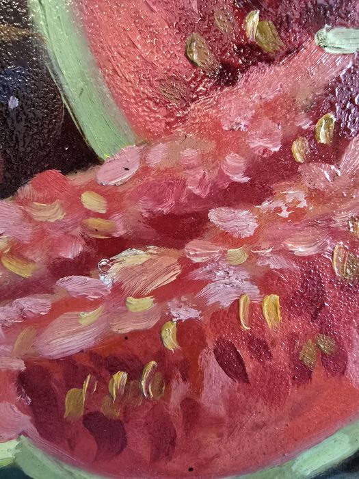 Pictura natura statica cu pepene si struguri Elena Muller Stancescu