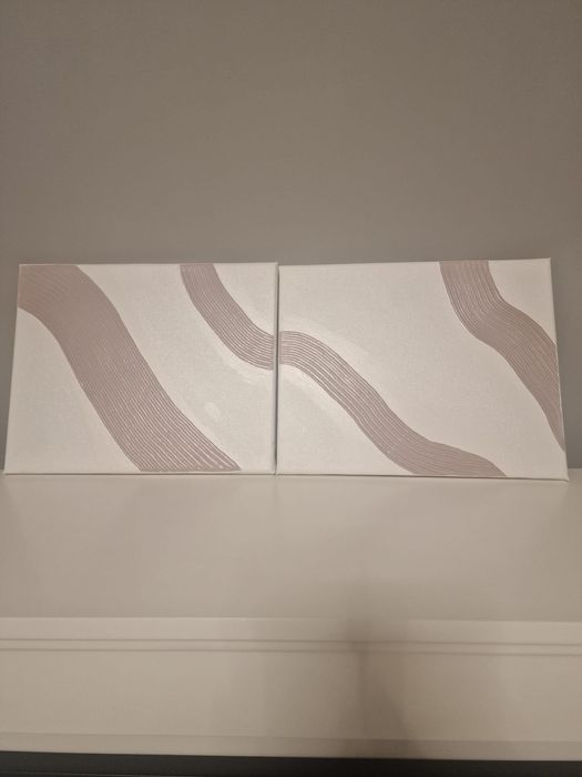 Set 2 tablouri 3D realizate manual alb/nude 24x30 cm