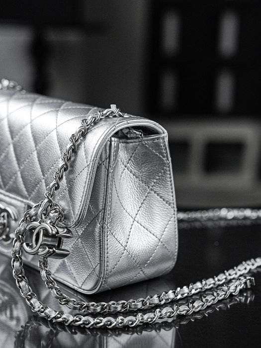 Geanta Chanel classic flap 20cm piele caviar, tip Premium