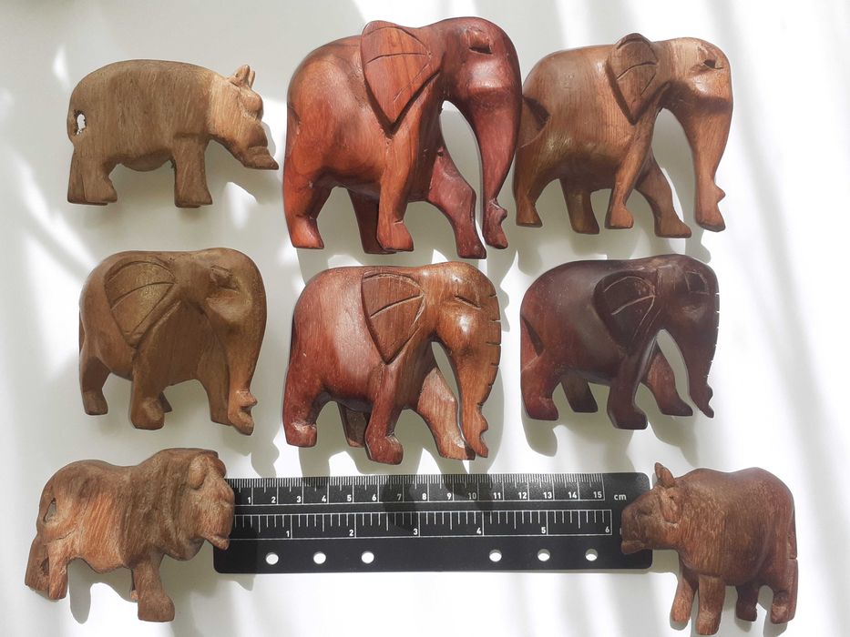 Figurine decorative animale, lemn, Burkina Faso, lot 8 bucăţi