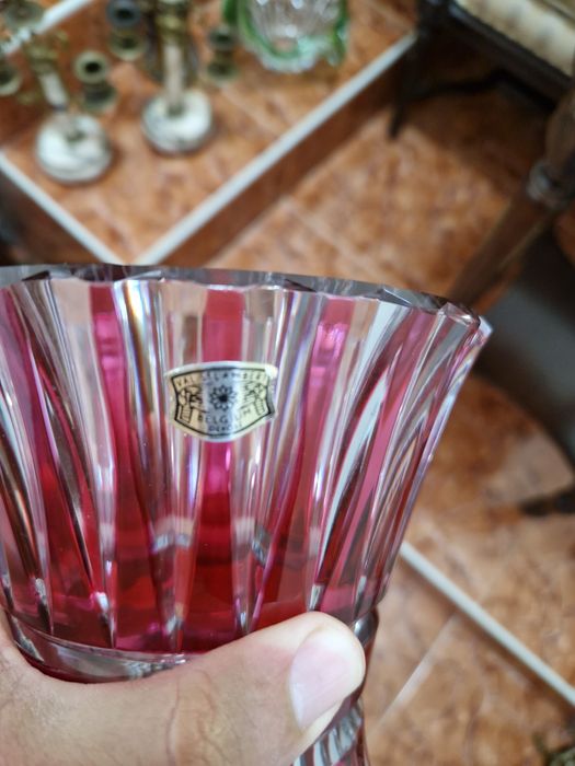 Уникална английска белгийска кристална ваза Val Saint Lambert