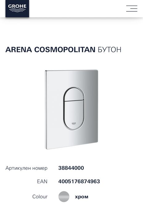 Бутон за структура Grohe Arena Cosmopolitan
