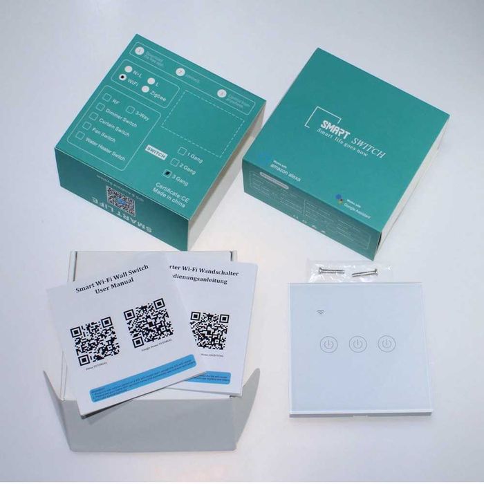 WiFi ключ за осветление единичен или двоен без нула Tuya Smartlife