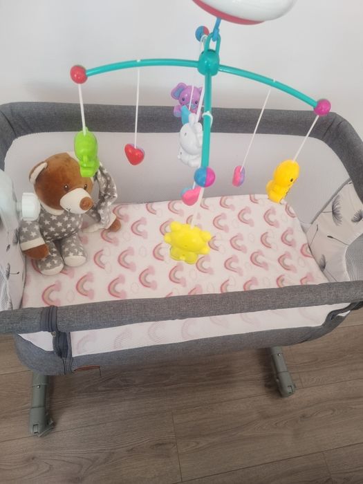 Patut co-sleeper, Lionelo, Aurora, 3 in 1 si carusel musical