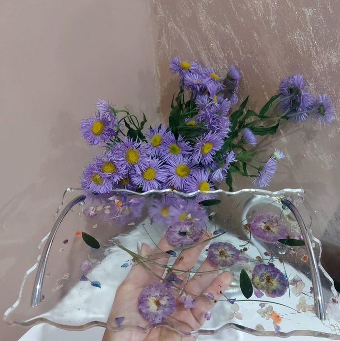 Чинии и поднос от епоксидна смола