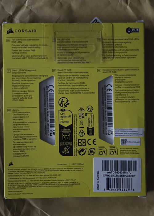 Memorie Corsair VENGEANCE RGB 32GB DDR5 6000MHz CL36 1.4V AMD EXPO & Intel XMP