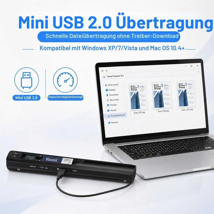 Преносим ръчен скенер A4 900 DPI с 16 GB карта