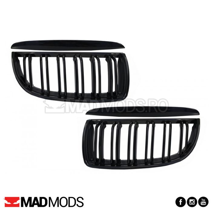 Grile duble M BMW Seria 3 E90 E91 Pre-LCI NFL 2005-2009 Negru Lucios