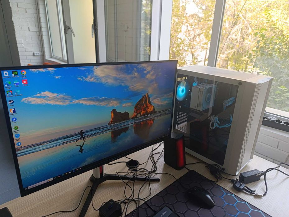 Игровой компьютер + монитор и клавиатура A4Tech Bloody S98 Naraka