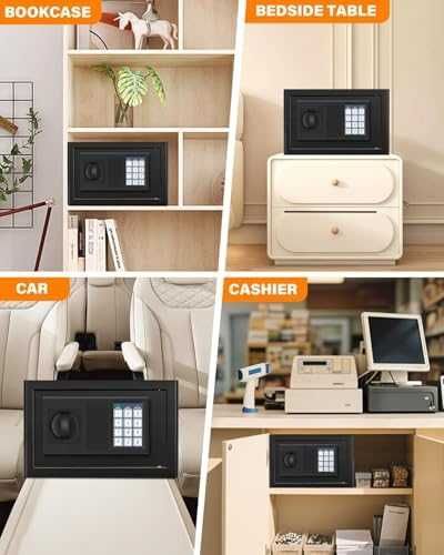 Нов стоманен Сейф кутия за пари документи с код ключ аларма монтаж дом офис