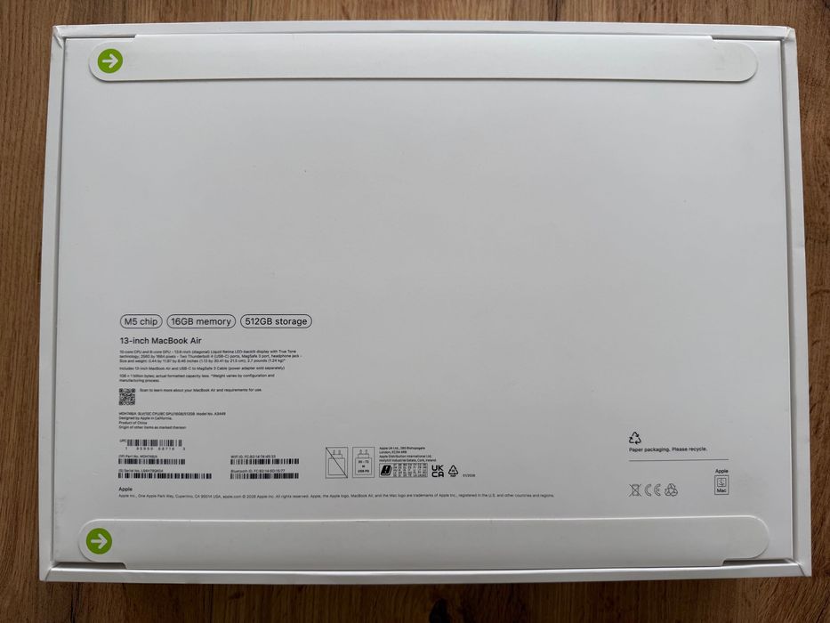 ЧИСТО НОВ MacBook Air 13" M5 Chip 10-CPU, 8-GPU, 16GB RAM, 512GB SSD
