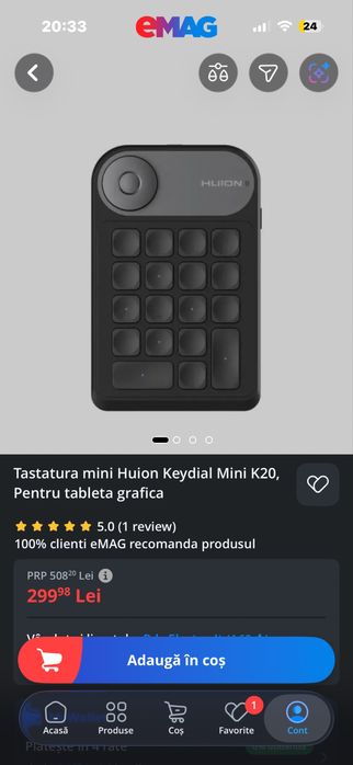 Tableta grafica cu display Huion kamvas 22 plus + keyboard + pen