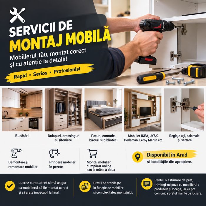 Montez mobilă în județul Arad