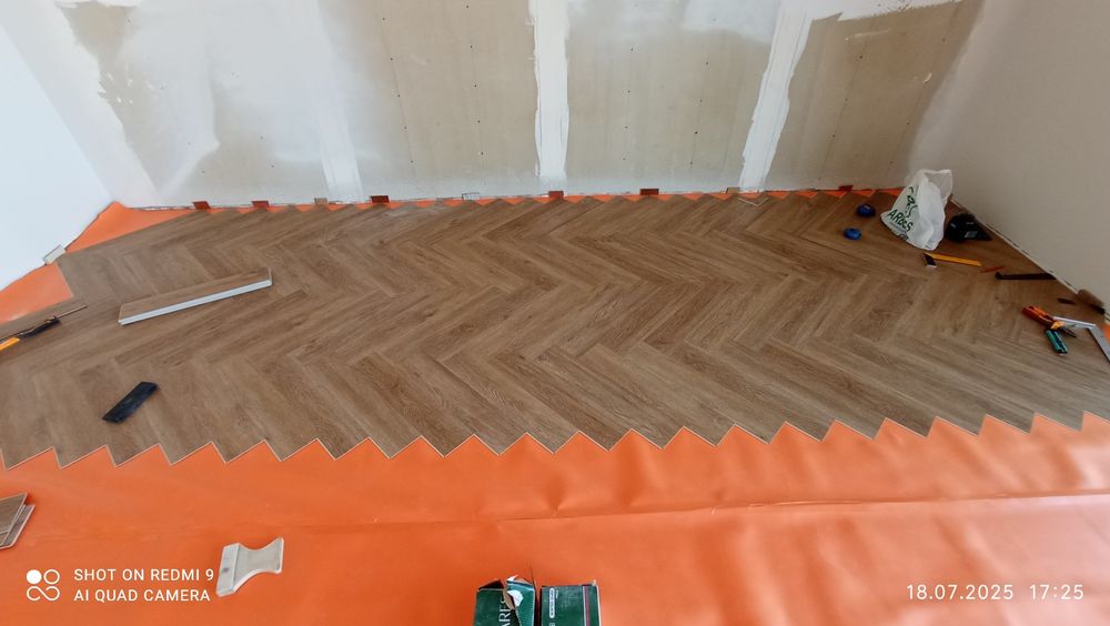 Укладка ламината Ёлочкой.