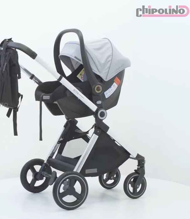 CHIPOLINO Комбинирана количка 3в1 ЕЛИТ сива