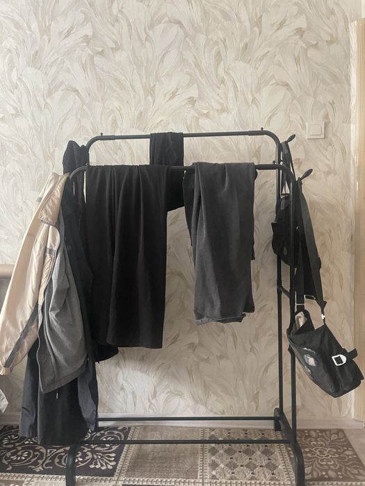 Вешалка напольная, чёрный, металл, вместительная