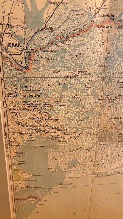 Harta regalista cu zona Ismail (Basarabia), inclusiv Delta Dunarii; 1946