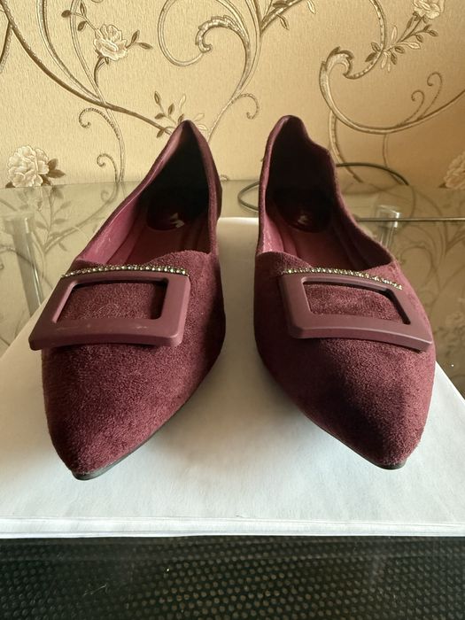 Туфли замшевые бордовые